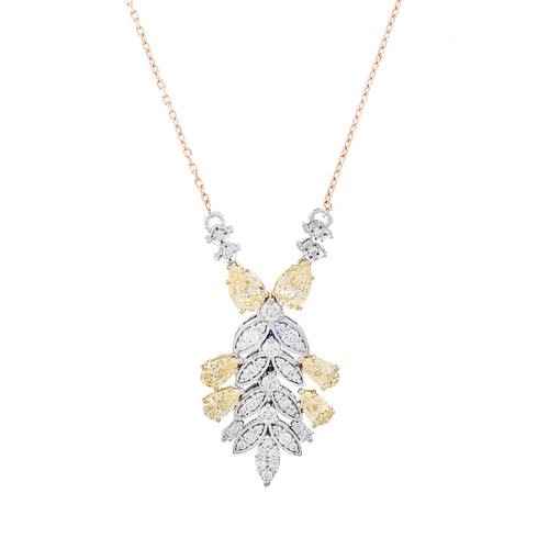 Diamond Pendant with Yellow Stone and 18KT White and Rose Gold