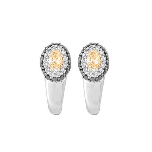 Black Diamond Earring with Yellow Stone and 18k white gold