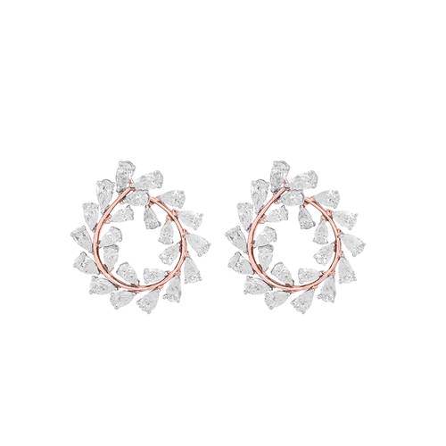 Diamond Earring with 18K White and Rose Gold