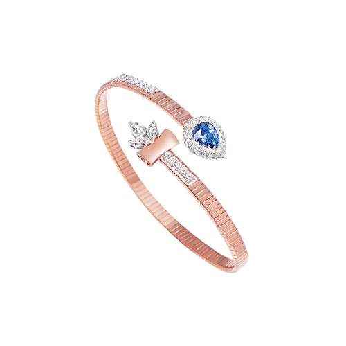 Diamond Bracelet with sapphire stone and 18k white and rose gold