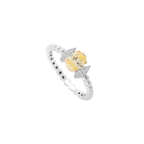 Diamond Ring with Yellow Stone and 18KT White and Rose Gold lps33169-r