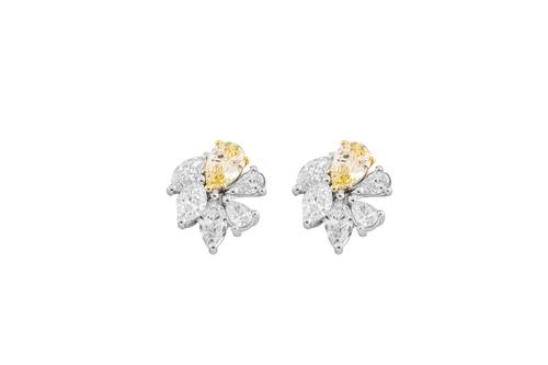 Diamond Earring with Yellow stone and 18K White Gold