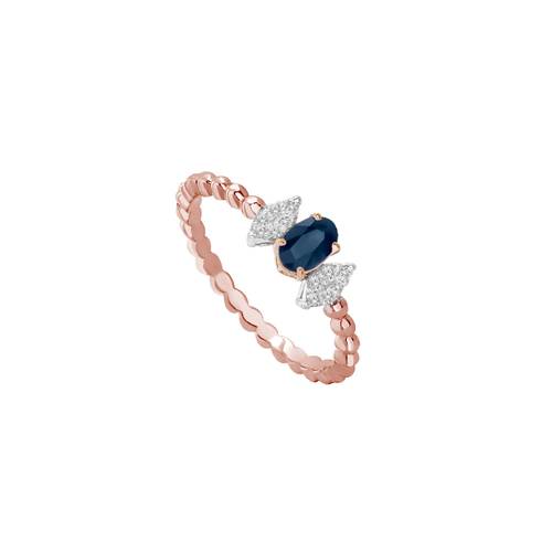 Diamond Ring with sapphire stone and 18k white & yellow & rose gold lps33184-r
