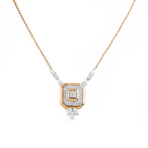 Diamond Pendant with 18KT White and Rose Gold