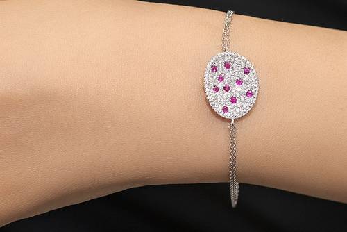 Diamond Bracelet Sapphire Stone with 18KT WHITE GOLD