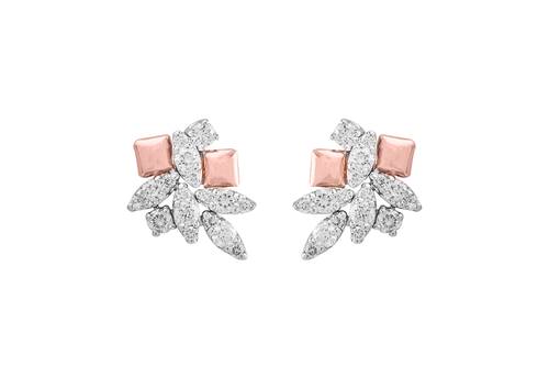 Diamond Earring with 18KT White and Rose Gold