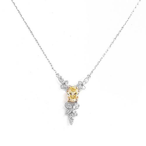 Diamond Pendant with Yellow stone and 18k white gold