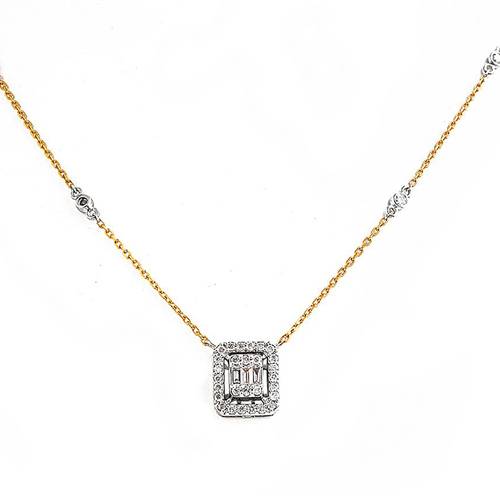 Diamond Pendant with 18KT White and Yellow Gold