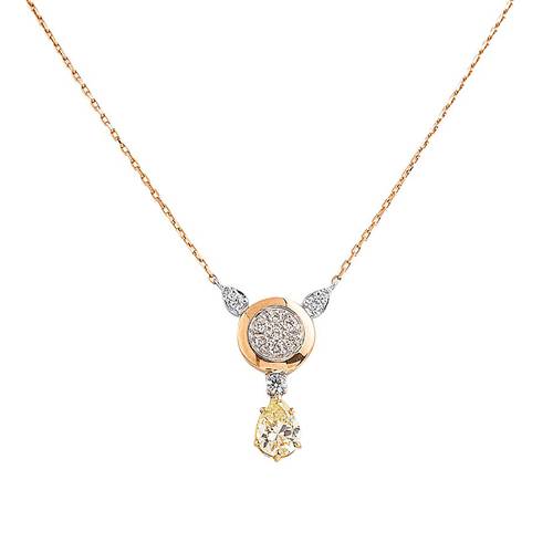 Diamond pendant with yellow stone and 18k white and rose gold