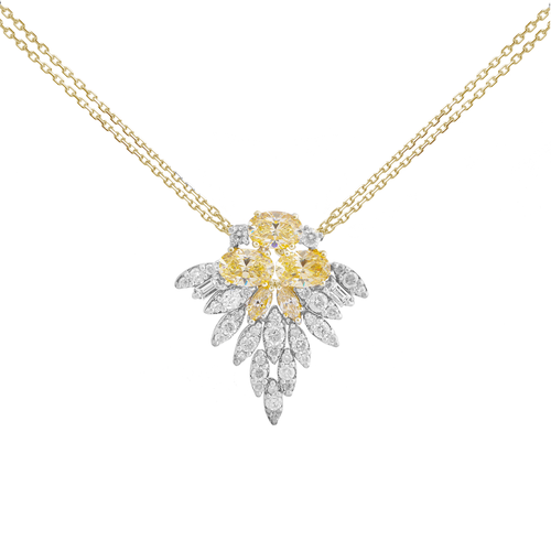 Diamond Pendant with Yellow Stone and 18KT White and Rose Gold