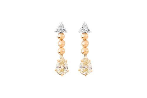 Diamond Earring with Yellow stone and 18KT White and Rose Gold