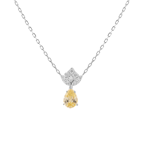 Diamond pendant with yellow stone and 18k white gold lps33410-p