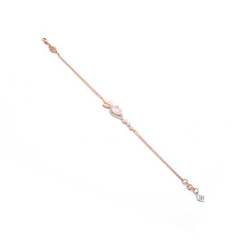 Diamond Bracelet with Pink Stone and 18K White & Rose Gold