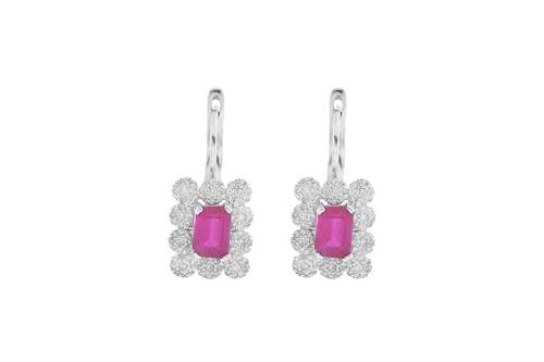 Diamond Earring with Ruby Stone and 18KT Rose Gold