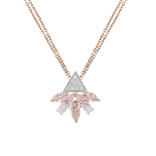 Diamond pendant with pink stone and 18k white and rose gold lps32046-p