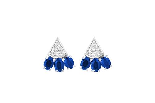 Diamond Earring with Sapphire Stone and 18K white and Rose Gold