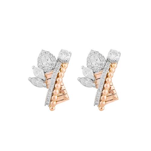 Diamond Earring with 18K White and Rose Gold