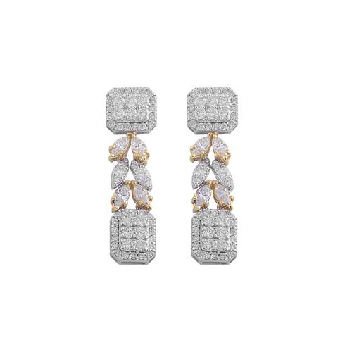 Diamond Earring with Yellow Stone and 18K White and Rose Gold