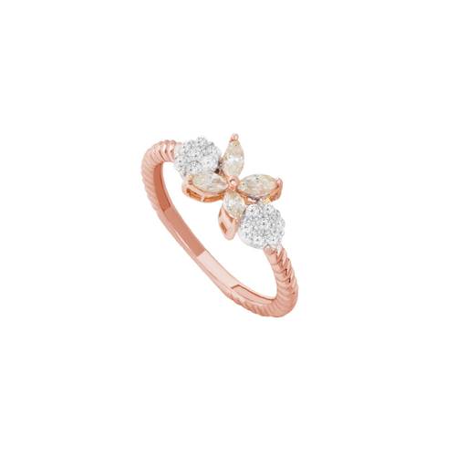 Diamond Ring with Yellow Stone and 18KT White and Rose Gold lps33192-r