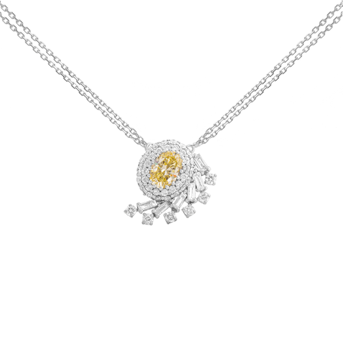 Diamond Pendant with Yellow Stone and 18k white Gold lps32091-p