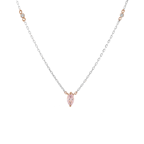 Diamond pendant with pink stone and 18k white and rose gold lps24800-p
