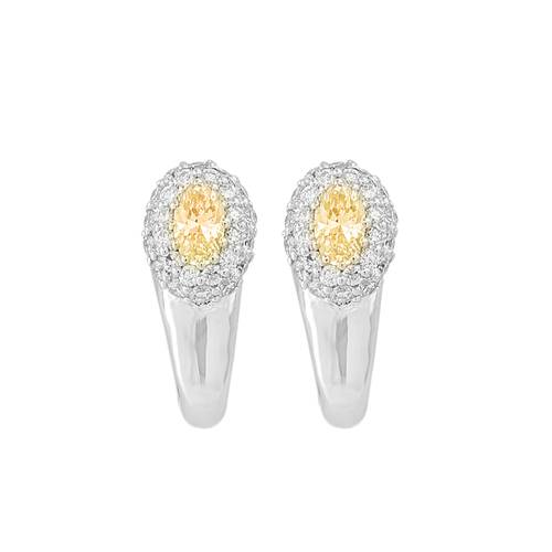 Diamond Earring with Yellow Stone and 18K White Gold
