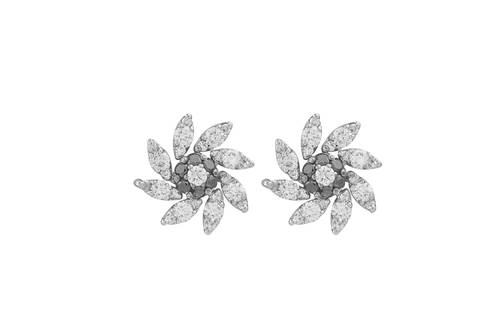 Black and White Diamond Earring with 18KT White and Rose Gold