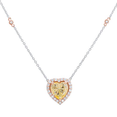 Diamond Pendant with synthetic Stone and 18K White and Rose Gold