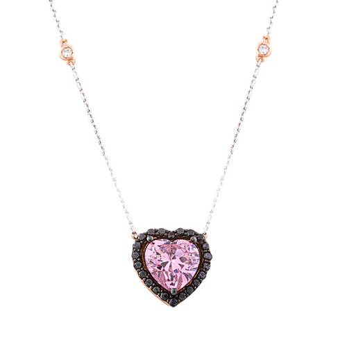 Black and White Diamond Pendant with Colored stone and 18K White & Rose Gold