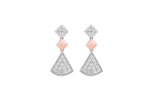 Diamond Earring with 18K White and Rose Gold