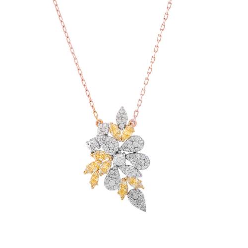 Diamond Pendant with Yellow Stone and 18KT White and Yellow Gold