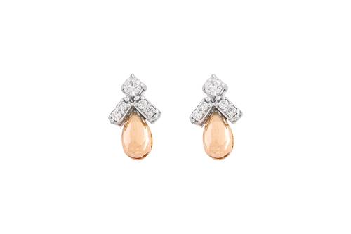 Diamond Earring with 18KT White and Rose Gold