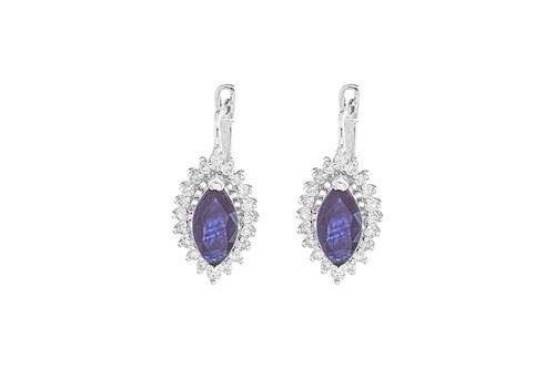 Diamond Earring with Sapphire Stone and 18K white Gold