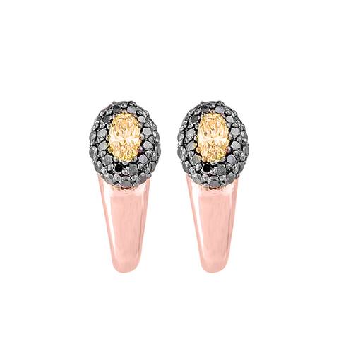 Black diamond earring with yellow stone and 18k rose gold lps27401-e