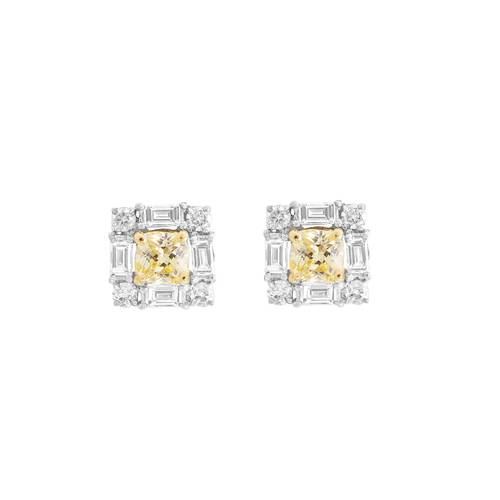 Diamond Earring with Yellow Stone and 18K White and Yellow Gold lps27419-e