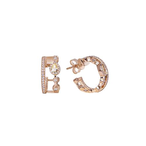 Diamond earring with yellow stone and 18K rose gold