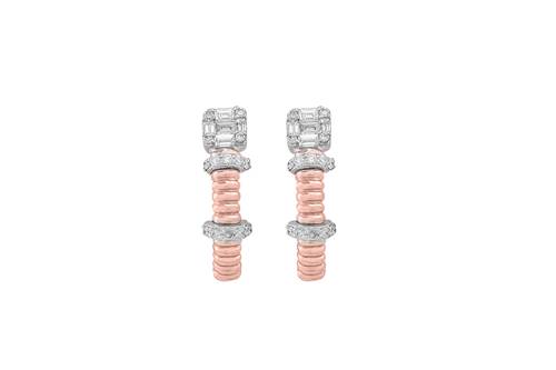 Diamond Earring with 18KT White and Rose Gold