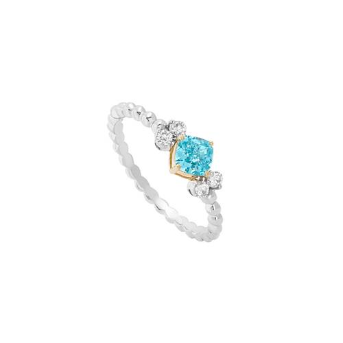Diamond ring with blue stone and 18k white and yellow gold lps33166-r