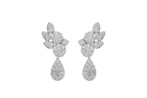 Diamond Earring with 18K White Gold