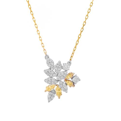 Diamond Pendant with Yellow Stone and 18KT White and Yellow Gold