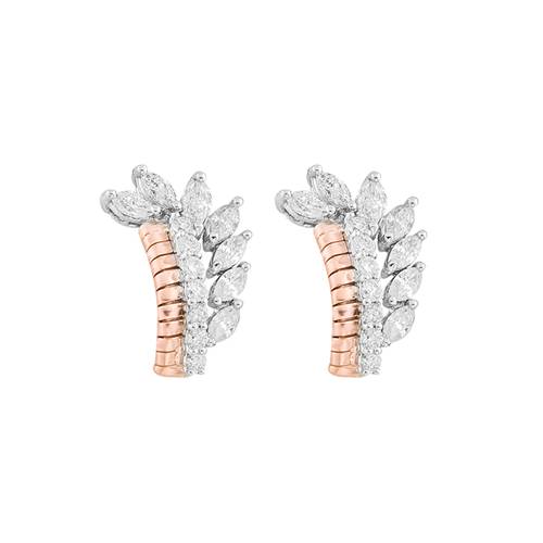 marquise Diamond Earring with 18K White and Rose Gold