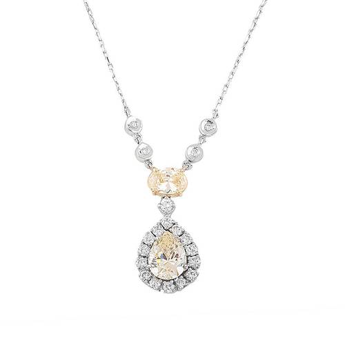 Diamond Pendant with Yellow stone and 18KT WHITE GOLD
