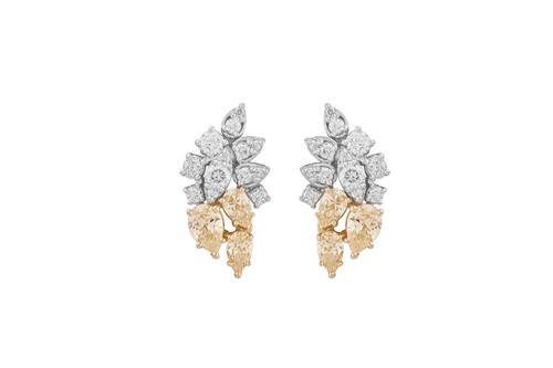 Diamond Earring with Yellow Stone and 18KT White and Yellow Gold