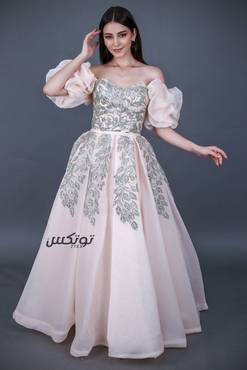فستان سهرة بأكتاف مكشوفة  - XL