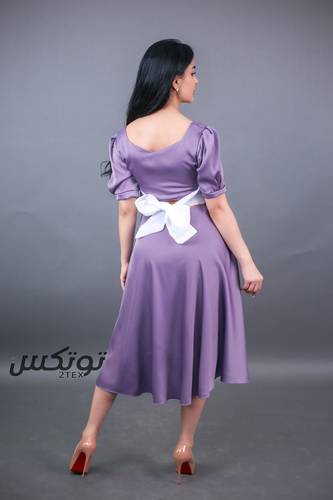 فستان ميد برباط ظهر  - XL - كحلي