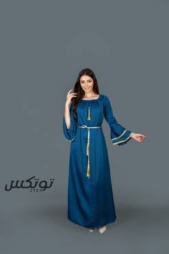 فستان مزين باللؤلؤ الذهبي - XL - سكرى