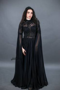 فستان سهره خرز يدوي - اسود - S