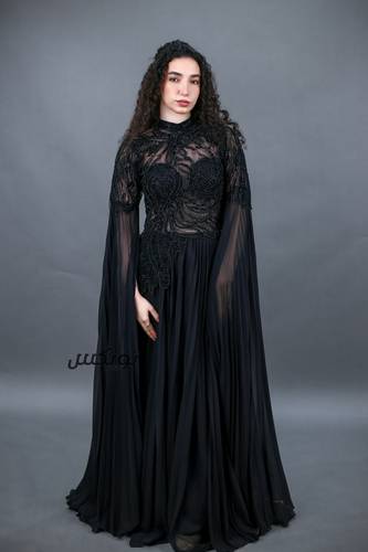 فستان سهره خرز يدوي - اسود - S