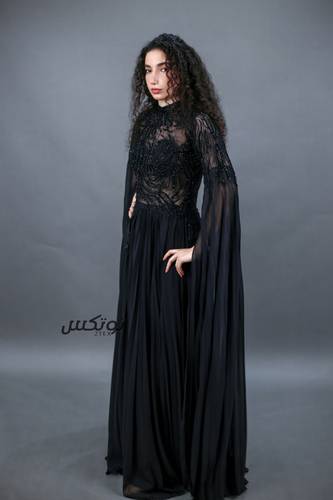 فستان سهره خرز يدوي - اسود - S
