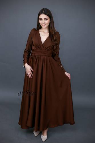 فستان طويل بأكمام طويلة  - XL